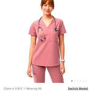 Figs Pink Short Sleeve Women's Top